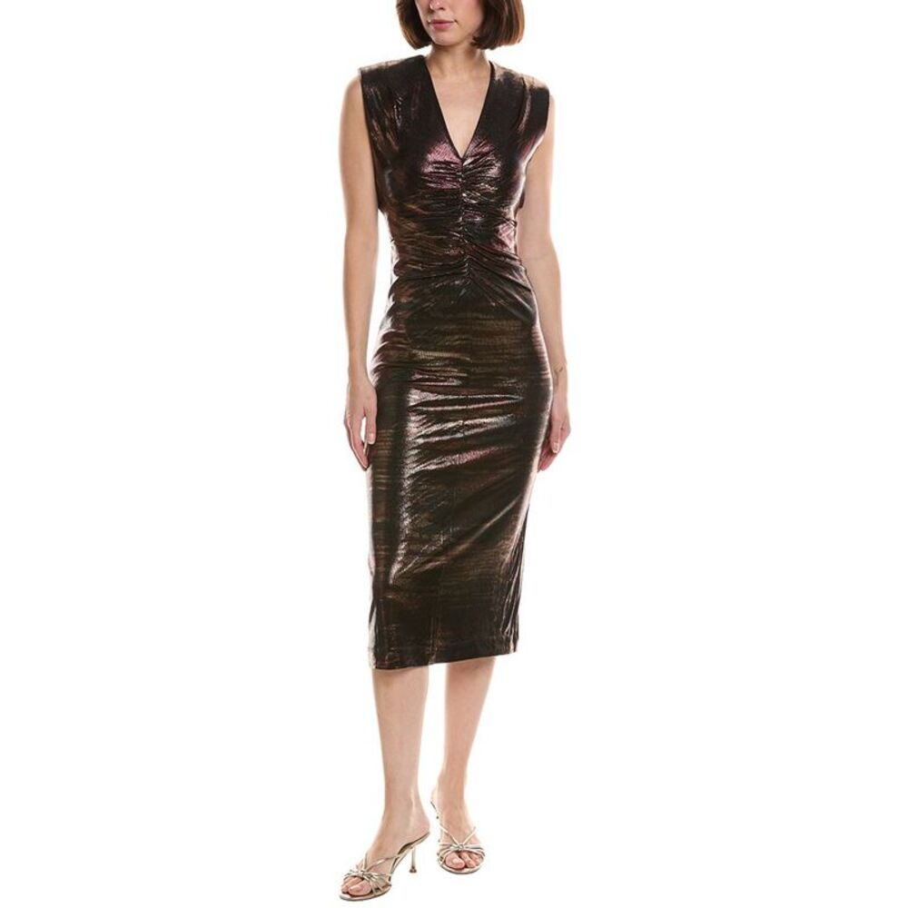 Anne Klein Womens  Printed Midi Dress, Orange